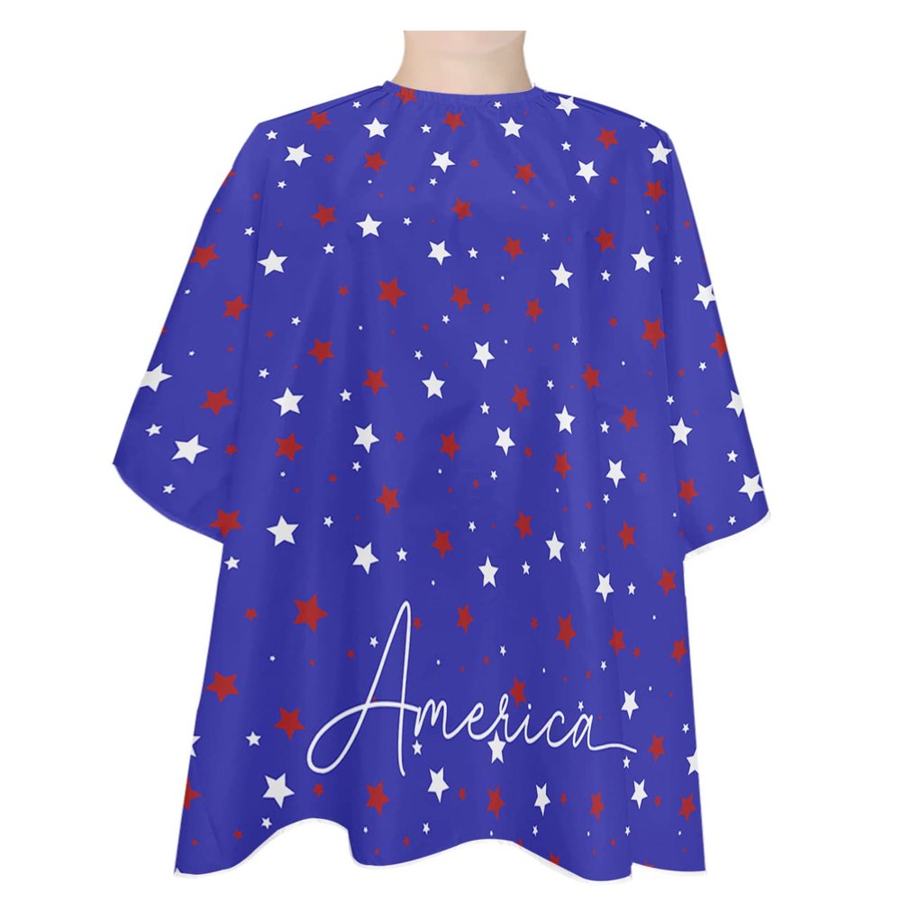 Country Star American Barber Cape - Salon Hair Cutting Cape for Women,Men,Kids,Adults,Country Rustic Blue Stars Red Haircut Cape with Elastic Neckline Hairdressing Stylist Cape Gown Accessories