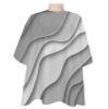 Abstract Geometric Art Barber Cape - Salon Hair Cutting Cape for Women,Men,Kids,Adults,Modern Ombre Grey White Ocean Seawaves Haircut Cape with Elastic Neckline Hairdressing Stylist Cape Gown view 1