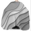 Abstract Geometric Art Barber Cape - Salon Hair Cutting Cape for Women,Men,Kids,Adults,Modern Ombre Grey White Ocean Seawaves Haircut Cape with Elastic Neckline Hairdressing Stylist Cape Gown view 3