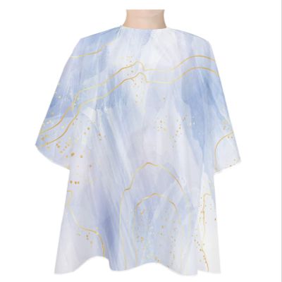 Ombre Marble Barber Cape - Salon Hair Cutting Cape for Women,Men,Kids,Adults,Gradent Marbling Blue Modern Classical Gold Haircut Cape with Elastic Neckline Hairdressing Stylist Cape Gown Accessories