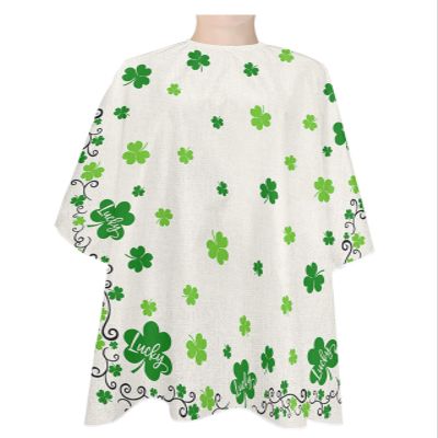 Clover Barber Cape - Salon Hair Cutting Cape for Women,Men,Kids,Adults,Happy St. Patrick's Day Retro Green Shamrocks Haircut Cape with Elastic Neckline Hairdressing Stylist Cape Gown Accessories