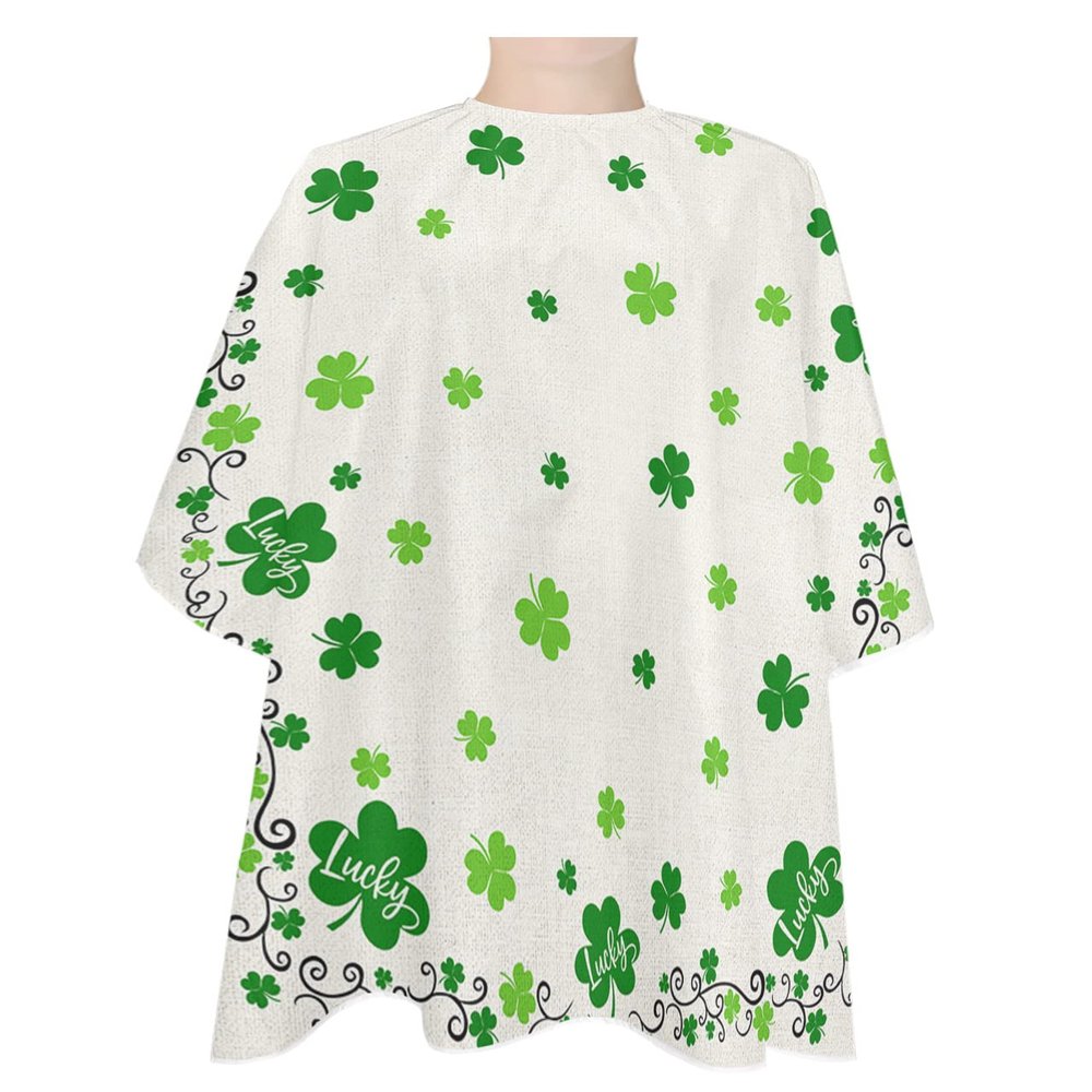 Clover Barber Cape - Salon Hair Cutting Cape for Women,Men,Kids,Adults,Happy St. Patrick's Day Retro Green Shamrocks Haircut Cape with Elastic Neckline Hairdressing Stylist Cape Gown Accessories