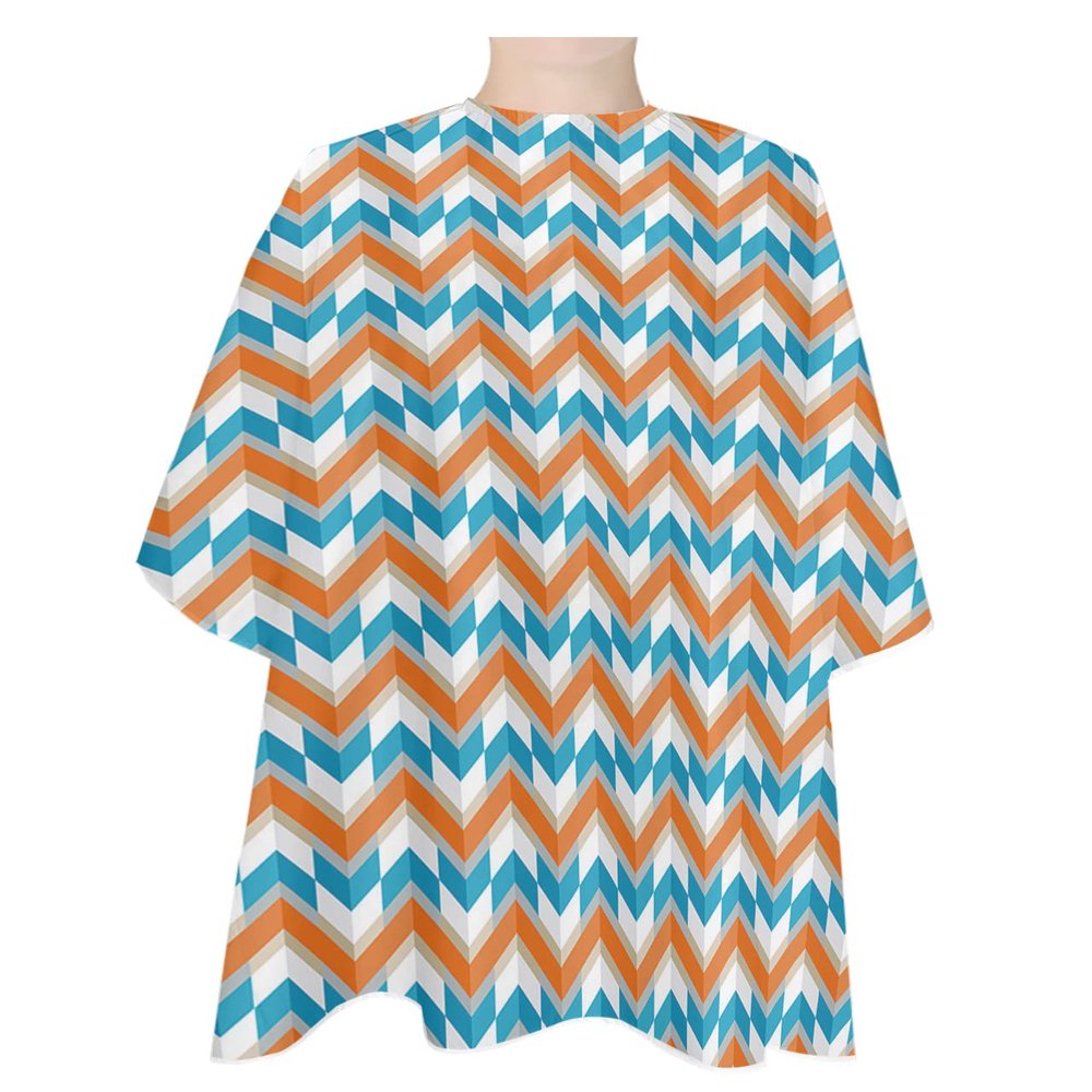 Modern Simple Barber Cape - Salon Hair Cutting Cape for Women,Men,Kids,Adults,Orange Blue Stripes Abstract Aesthetic Art Haircut Cape with Elastic Neckline Hairdressing Stylist Cape Gown Accessories