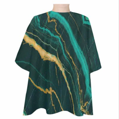 Marble Emerald Green Barber Cape - Salon Hair Cutting Cape for Women,Men,Kids,Adults,Modern Abstract Gold Art Haircut Cape with Adjustable Elastic Neckline Hairdressing Stylist Cape Gown Accessories