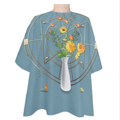 Geometric Flower Barber Cape - Salon Hair Cutting Cape for Women,Men,Kids,Adults,Modern Abstarct Spring Flroal Haircut Cape with Adjustable Elastic Neckline Hairdressing Stylist Cape Gown Accessories