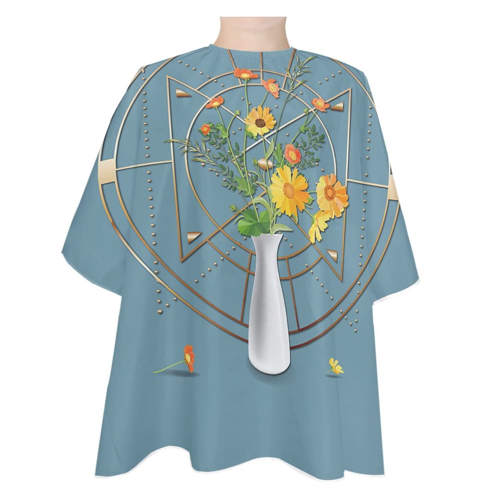 Geometric Flower Barber Cape - Salon Hair Cutting Cape for Women,Men,Kids,Adults,Modern Abstarct Spring Flroal Haircut Cape with Adjustable Elastic Neckline Hairdressing Stylist Cape Gown Accessories