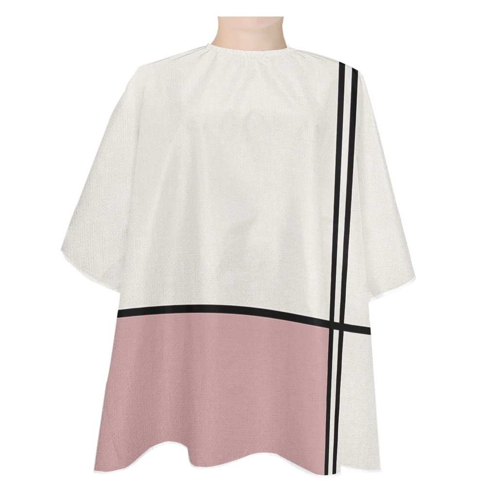 Abstract Blush Pink Barber Cape - Salon Hair Cutting Cape for Women,Men,Kids,Adults,Modern Geometric Patchwork Stripes Art Haircut Cape with Elastic Neckline Hairdressing Stylist Cape Gown Accessories