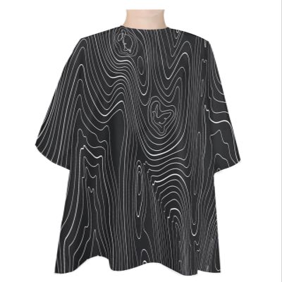 Black Abstract Barber Cape - Salon Hair Cutting Cape for Women,Men,Kids,Adults,Modern Geometric Minimalist Stripes Haircut Cape with Elastic Neckline Hairdressing Stylist Cape Gown Accessories