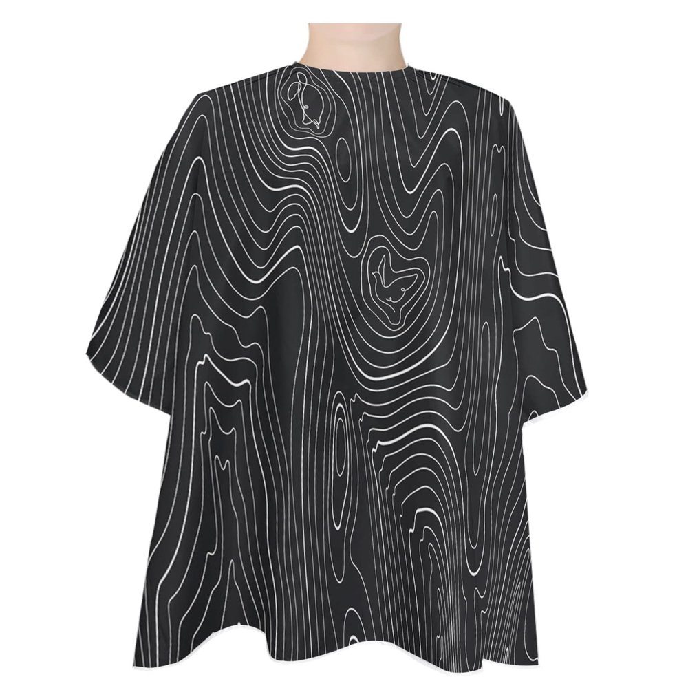 Black Abstract Barber Cape - Salon Hair Cutting Cape for Women,Men,Kids,Adults,Modern Geometric Minimalist Stripes Haircut Cape with Elastic Neckline Hairdressing Stylist Cape Gown Accessories