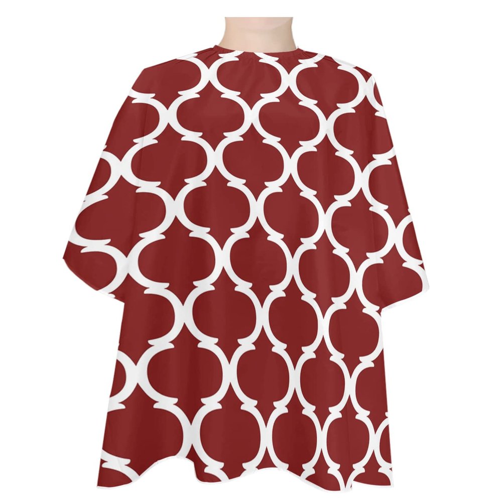 Red Morocco Barber Cape - Salon Hair Cutting Cape for Women,Men,Kids,Adults,Modern Abstract Geometric White Plaid Haircut Cape with Elastic Neckline Hairdressing Stylist Cape Gown Accessories