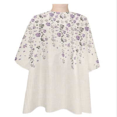 Retro Flowers Leaves Barber Cape - Salon Hair Cutting Cape for Women,Men,Kids,Adults,Summer Fall Purple Grey Plant Floral Leaf Haircut Cape with Elastic Neckline Hairdressing Stylist Cape Gown