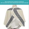 Beige Black Barber Cape - Salon Hair Cutting Cape for Women,Men,Kids,Adults,Traditional Chinese Geometric Tile Pattern Haircut Cape with Elastic Neckline Hairdressing Stylist Cape Gown Accessories view 4