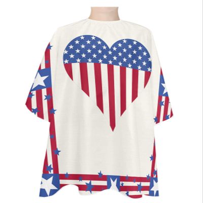 Red Stripes Love Barber Cape - Salon Hair Cutting Cape for Women,Men,Kids,Adults,Blue Independence Day White Haircut Cape with Adjustable Elastic Neckline Hairdressing Stylist Cape Gown Accessories