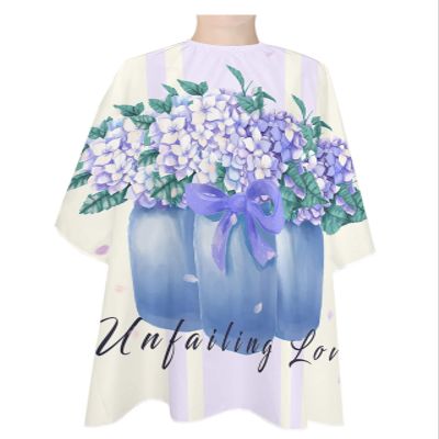 Vintage Blue Foral Barber Cape - Salon Hair Cutting Cape for Women,Men,Kids,Adults,Hydrangea Flowers Vase Stripes Haircut Cape with Elastic Neckline Hairdressing Stylist Cape Gown Accessories