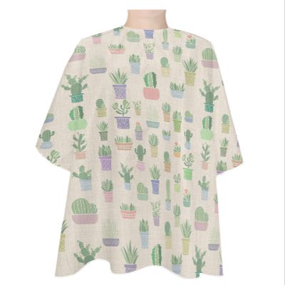 Summer Green Plant Barber Cape - Salon Hair Cutting Cape for Women,Men,Kids,Adults,Cactus Prickly Pear Succulents Haircut Cape with Elastic Neckline Hairdressing Stylist Cape Gown Accessories
