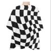 Black White Barber Cape - Salon Hair Cutting Cape for Women,Men,Kids,Adults,Geometric Checkered Flag Modern Abstract Dizz Haircut Cape with Elastic Neckline Hairdressing Stylist Cape Gown Accessories view 1