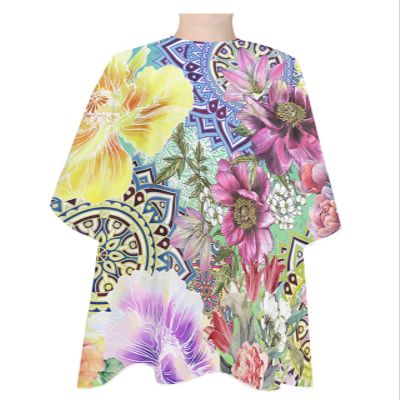 Bohemian Mandala Barber Cape - Salon Hair Cutting Cape for Women,Men,Kids,Adults,Vintage Colorful Boho Floral Chic Ethnic Haircut Cape with Elastic Neckline Hairdressing Stylist Cape Gown Accessories