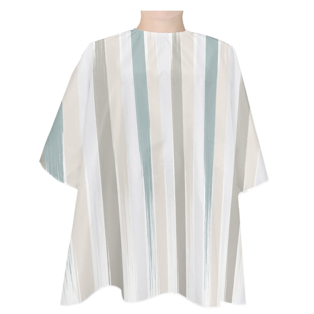Abstract Barber Cape - Salon Hair Cutting Cape for Women,Men,Kids,Adults,Beige Teal Geometric Minimalistic Brush Stripes Haircut Cape with Elastic Neckline Hairdressing Stylist Cape Gown Accessories