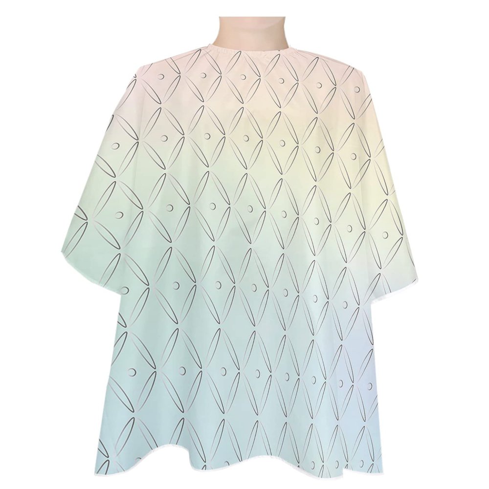 Abstract Geometric Barber Cape - Salon Hair Cutting Cape for Women,Men,Kids,Adults,Ombre Pink Yellow Blue Minimalistic Haircut Cape with Elastic Neckline Hairdressing Stylist Cape Gown Accessories