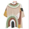 Abstract Modern Barber Cape - Salon Hair Cutting Cape for Women,Men,Kids,Adults,Farmhouse Brown Geometric Middle Century Haircut Cape with Elastic Neckline Hairdressing Stylist Cape Gown Accessories view 1