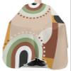 Abstract Modern Barber Cape - Salon Hair Cutting Cape for Women,Men,Kids,Adults,Farmhouse Brown Geometric Middle Century Haircut Cape with Elastic Neckline Hairdressing Stylist Cape Gown Accessories view 3