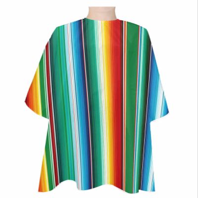 Abstract Stripes Barber Cape - Salon Hair Cutting Cape for Women, Men, Kids, Adults, Ombre Colored Mexico Art Haircut Cape with Adjustable Elastic Neckline Hairdressing Stylist Cape Gown Accessories