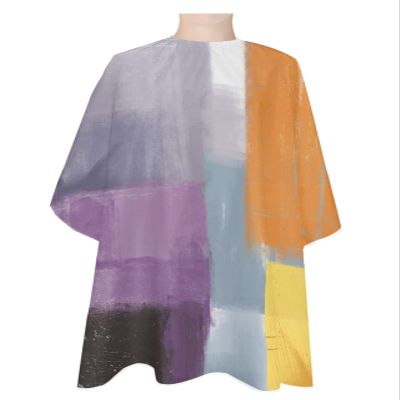 Abstract Painting Art Barber Cape - Salon Hair Cutting Cape for Women,Men,Kids,Adults,Modern Geometr Purple Grey Haircut Cape with Elastic Neckline Hairdressing Stylist Cape Gown Accessories