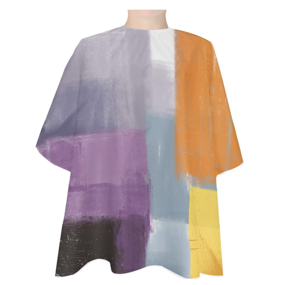 Abstract Painting Art Barber Cape - Salon Hair Cutting Cape for Women,Men,Kids,Adults,Modern Geometr Purple Grey Haircut Cape with Elastic Neckline Hairdressing Stylist Cape Gown Accessories