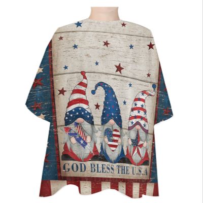Red Blue Farmhouse Flag Barber Cape - Salon Hair Cutting Cape for Women,Men,Kids,Adults,Independence Day Gnomes Haircut Cape with Adjustable Elastic Neckline Hairdressing Stylist Cape Gown Accessories