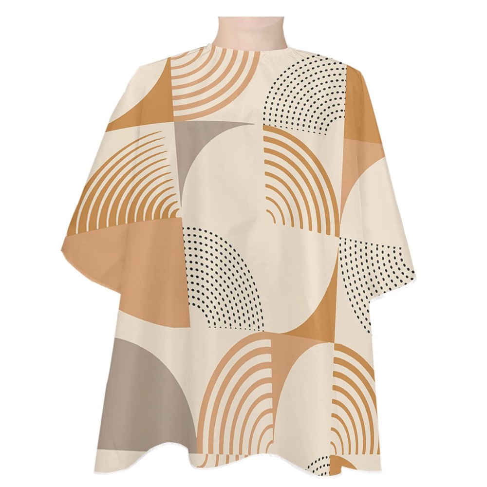 Abstract Modern Barber Cape - Salon Hair Cutting Cape for Women,Men,Kids,Adults,Geometric-Lines Orange Black Bohemia Haircut Cape with Elastic Neckline Hairdressing Stylist Cape Gown Accessories