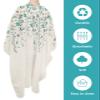 Teal Flower Leaves Barber Cape - Salon Hair Cutting Cape for Women,Men,Kids,Adults,Summer Fall Retro Grey Plant Flowers Haircut Cape with Elastic Neckline Hairdressing Stylist Cape Gown Accessories view 2