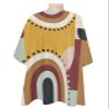 Abstract Geometric Barber Cape - Salon Hair Cutting Cape for Women,Men,Kids,Adults,Retro Brown Middle Century Modern Haircut Cape with Elastic Neckline Hairdressing Stylist Cape Gown Accessories view 1