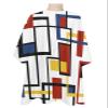 Red Blue Black Barber Cape - Salon Hair Cutting Cape for Women,Men,Kids,Adults,Geometric Yellow Abstract Middle Century Haircut Cape with Elastic Neckline Hairdressing Stylist Cape Gown Accessories view 1