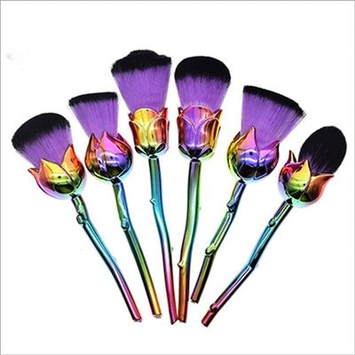4color Soft Make Up Brushes Set,6pcs Rose Flower Foundation Brush,Super Large Face Powder Blush Brush for Powder Cosmetic ( Color : Color )
