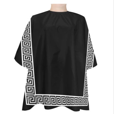 Black Barber Cape - Salon Hair Cutting Cape for Women,Men,Kids,Adults,Traditional Chinese Tile Pattern Haircut Cape with Adjustable Elastic Neckline Hairdressing Stylist Cape Gown Accessories