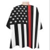 Red Black USA Firefighters Flag Barber Cape - Salon Hair Cutting Cape for Women,Men,Kids,Adults,Country White Stars Haircut Cape with Elastic Neckline Hairdressing Stylist Cape Gown Accessories view 1