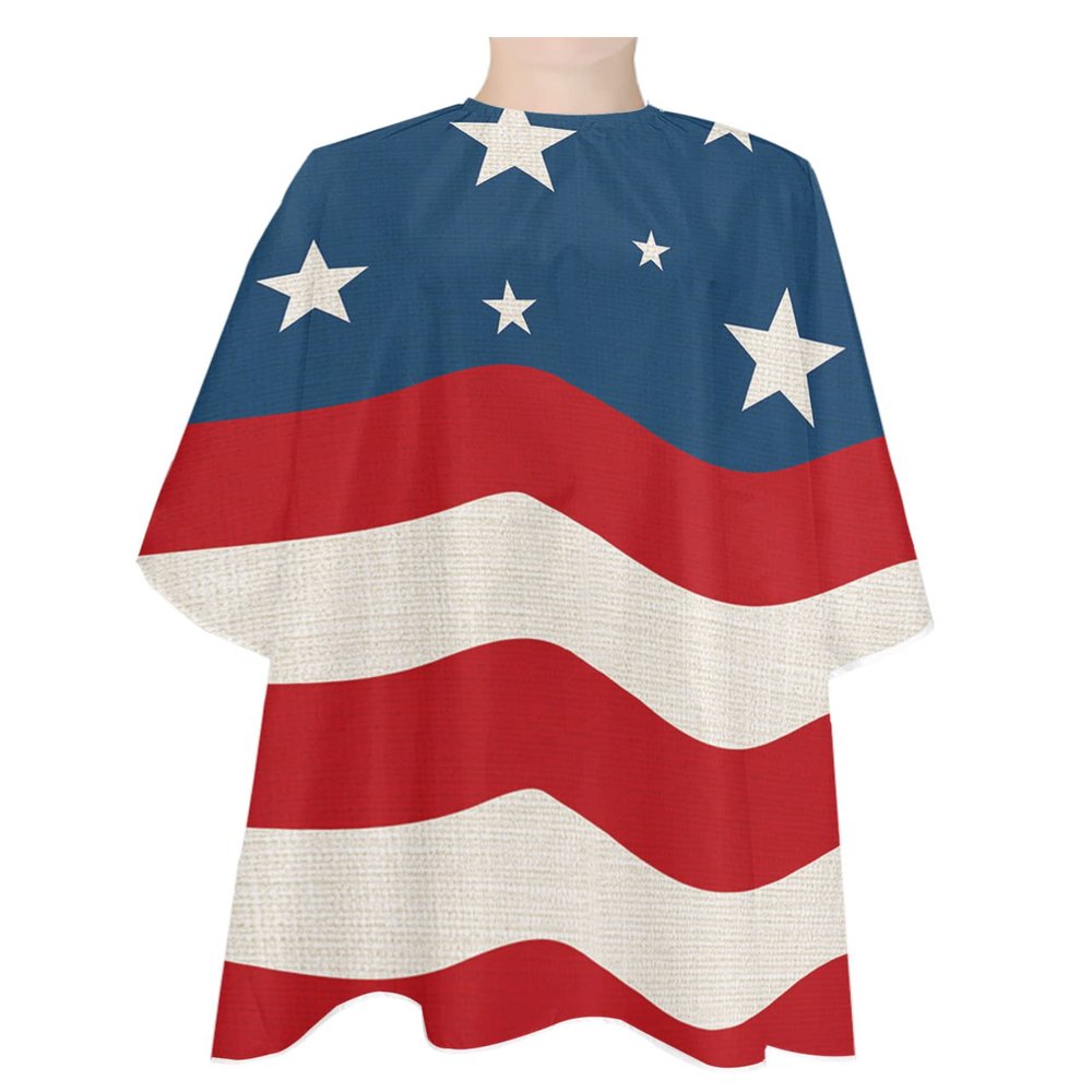 4th-of-July Barber Cape - Salon Hair Cutting Cape for Women,Men,Kids,Adults,Blue Red Patriotic Stars Stripes Haircut Cape with Adjustable Elastic Neckline Hairdressing Stylist Cape Gown Accessories