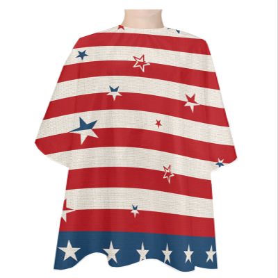 Patriot Red Blue Flag Barber Cape - Salon Hair Cutting Cape for Women,Men,Kids,Adults,Summer Independence Day Haircut Cape with Adjustable Elastic Neckline Hairdressing Stylist Cape Gown Accessories