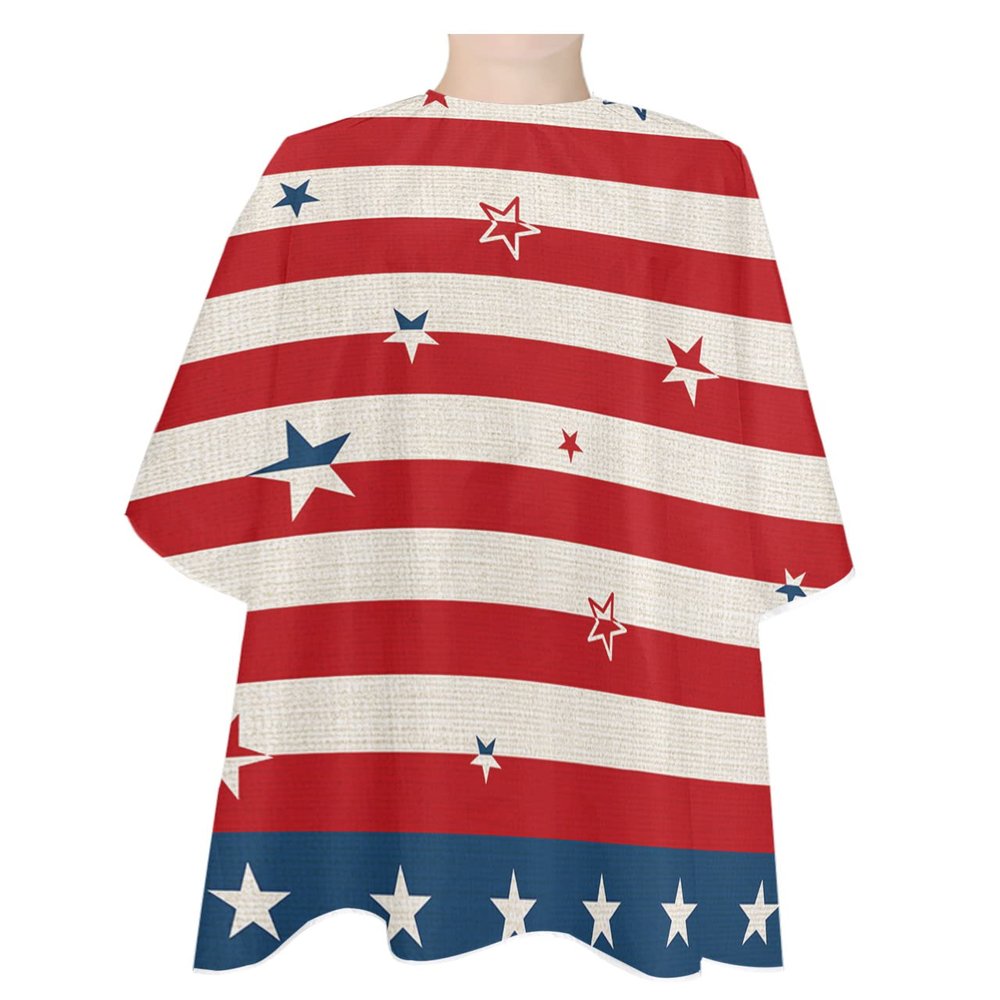 Patriot Red Blue Flag Barber Cape - Salon Hair Cutting Cape for Women,Men,Kids,Adults,Summer Independence Day Haircut Cape with Adjustable Elastic Neckline Hairdressing Stylist Cape Gown Accessories