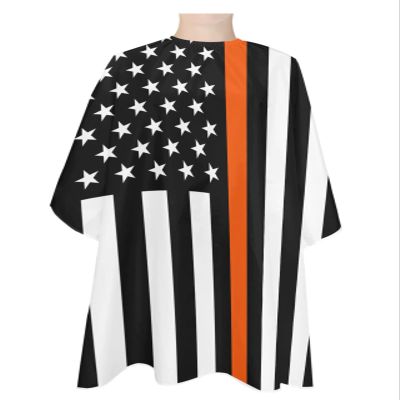 Country White Stars Barber Cape - Salon Hair Cutting Cape for Women,Men,Kids,Adults,Orange Black Search Rescue Flag Haircut Cape with Elastic Neckline Hairdressing Stylist Cape Gown Accessories