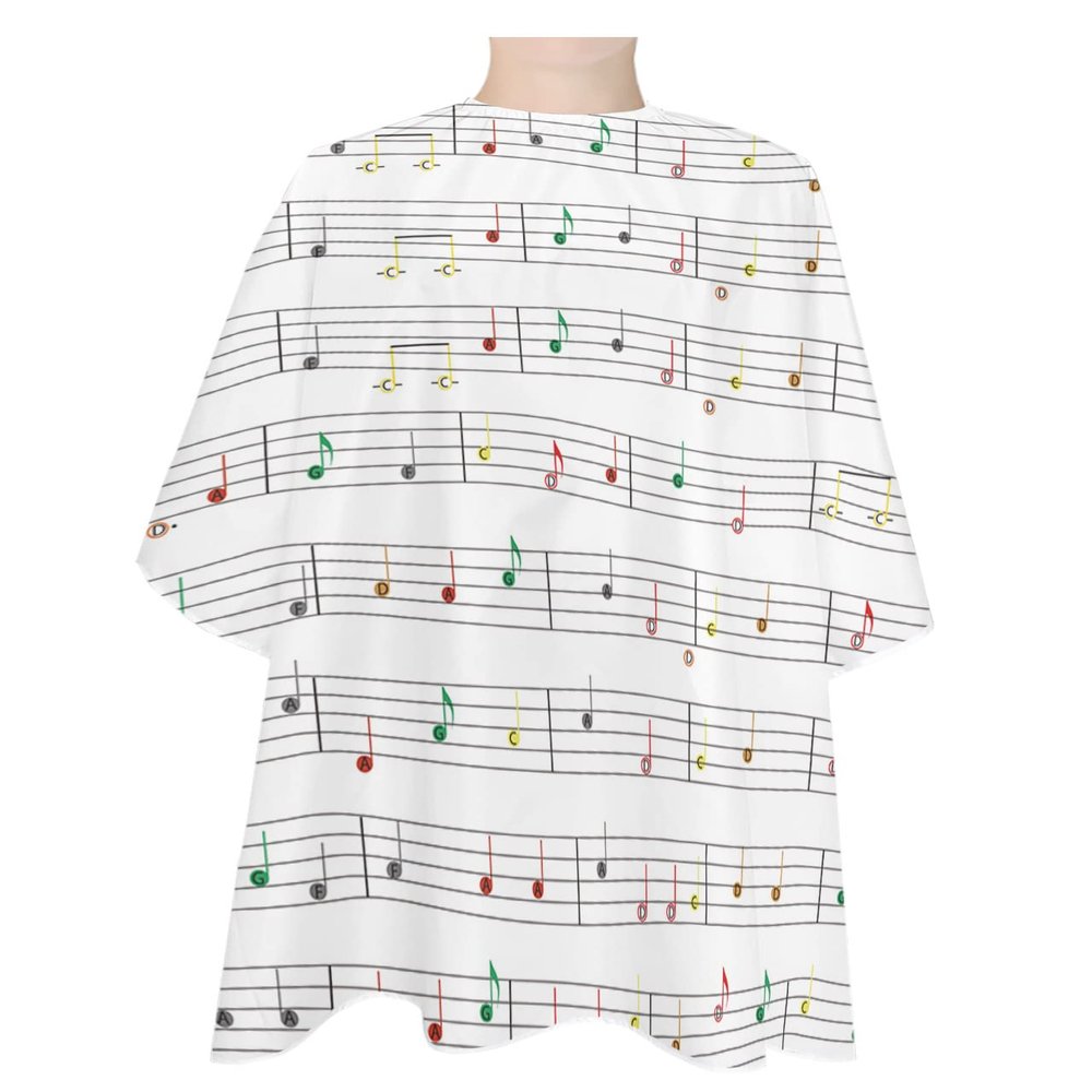 Music Notes Barber Cape - Salon Hair Cutting Cape for Women,Men,Kids,Adults,Modern Abstract Minimalistic Geometric Stripes Haircut Cape with Elastic Neckline Hairdressing Stylist Cape Gown Accessories