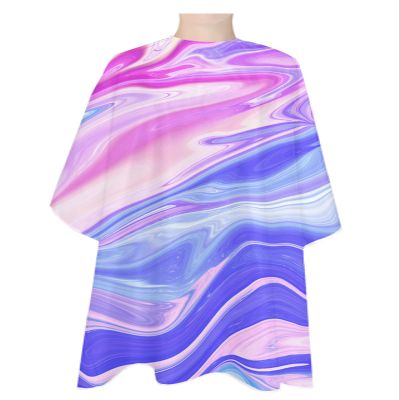 Marble Ombre Barber Cape - Salon Hair Cutting Cape for Women,Men,Kids,Adults,Abstract Modern Fluid Purple Blue Yellow Art Haircut Cape with Elastic Neckline Hairdressing Stylist Cape Gown Accessories