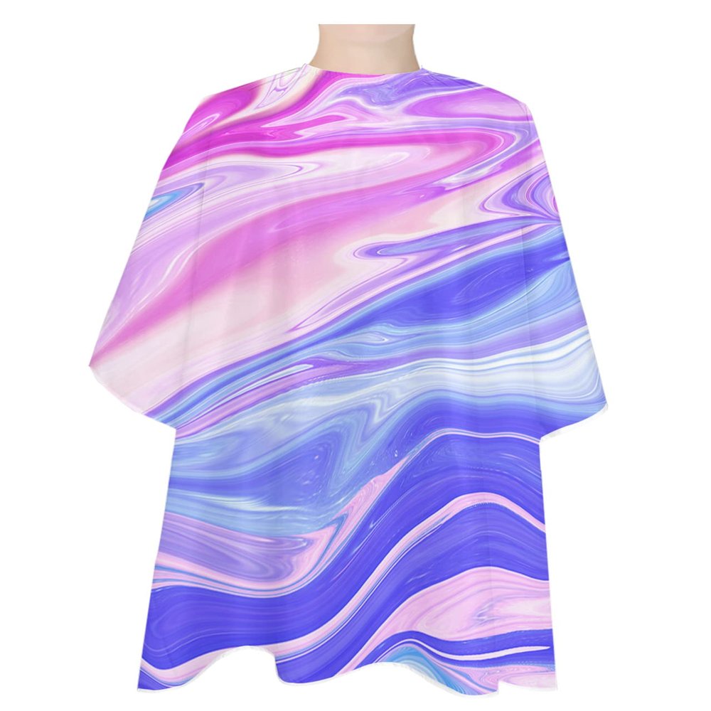 Marble Ombre Barber Cape - Salon Hair Cutting Cape for Women,Men,Kids,Adults,Abstract Modern Fluid Purple Blue Yellow Art Haircut Cape with Elastic Neckline Hairdressing Stylist Cape Gown Accessories