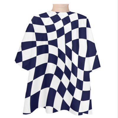 Modern Black Barber Cape - Salon Hair Cutting Cape for Women,Men,Kids,Adults,Geometric White Checkered Lattice Haircut Cape with Adjustable Elastic Neckline Hairdressing Stylist Cape Gown Accessories