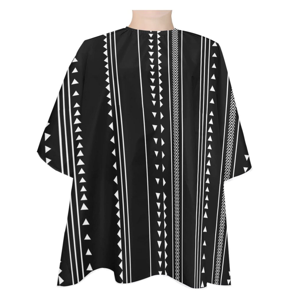 Bohemian Geometric Barber Cape - Salon Hair Cutting Cape for Women,Men,Kids,Adults,Boho Style Stripes Triangle Black Haircut Cape with Elastic Neckline Hairdressing Stylist Cape Gown Accessories