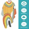 Abstract Orange Barber Cape - Salon Hair Cutting Cape for Women,Men,Kids,Adults,Modern Geometric Middle Century Casual Haircut Cape with Elastic Neckline Hairdressing Stylist Cape Gown Accessories view 2