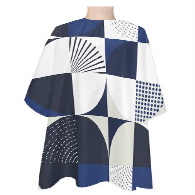 Middle Century Barber Cape - Salon Hair Cutting Cape for Women,Men,Kids,Adults,Navy Blue Geometric Abstract Modern Art Haircut Cape with Elastic Neckline Hairdressing Stylist Cape Gown Accessories