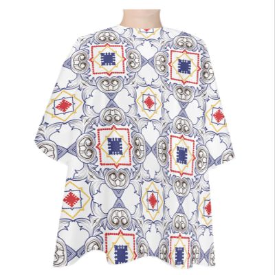 Geometric Barber Cape - Salon Hair Cutting Cape for Women,Men,Kids,Adults,Modern Line Lattices Abstract Flowers Plant Haircut Cape with Elastic Neckline Hairdressing Stylist Cape Gown Accessories