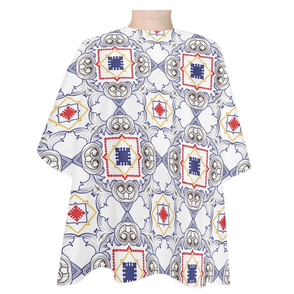 Geometric Barber Cape - Salon Hair Cutting Cape for Women,Men,Kids,Adults,Modern Line Lattices Abstract Flowers Plant Haircut Cape with Elastic Neckline Hairdressing Stylist Cape Gown Accessories