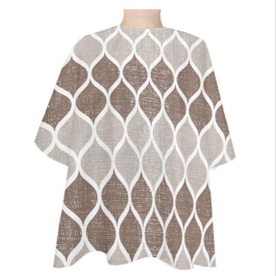 Retro Brown Barber Cape - Salon Hair Cutting Cape for Women,Men,Kids,Adults,Abstract Geometric Middle Century Ombre Plaid Haircut Cape with Elastic Neckline Hairdressing Stylist Cape Gown Accessories